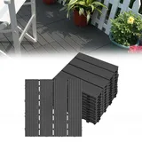 HENGMEI WPC Fliesen Terrassenfliesen 30x30cm Balkonfliesen Klickfliesen Bodenbelag mit klicksystem, 3m2/33 Stück, für Terrasse und Balkon, Anthrazit