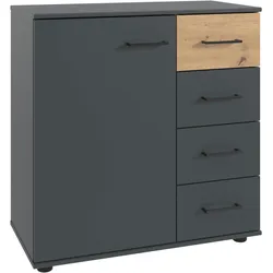 Kombikommode WIMEX "Taiga", grau (graphit, artisan), B:81cm H:83cm T:41cm, Spanplatte, Sideboards, 1 türig und 4 Schubladen