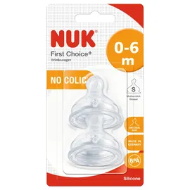 NUK First Choice+ Trinksauger für Babys im Alter von 0–6 Monaten, Silikonsauger mit kleinem Trinkloch