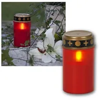 STAR TRADING LED-Kerze LED-Grablicht "Serene" rot, Grabkerze mit Timer