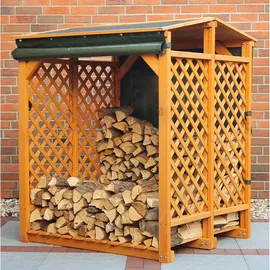 Promadino Kaminholzregal mit Wetterschutz 120 x 118 x 148 cm braun