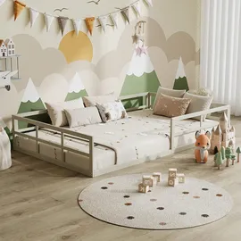 VitaliSpa Kinderbett Minno 205 x 125 cm Metall grau/beige