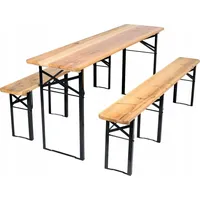 VBChome Gartenmöbel-Set Tisch 177 x 46 x 77 cm Zwei Bänke 177 x 23 x 47 cm 3 teilig Klappbar Festzeltgarnitur Bierzeltgarnitur Camping Stabil Hol...