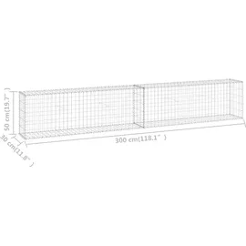 vidaXL Gabionenwand mit Abdeckung 300 x 30 x 50 cm