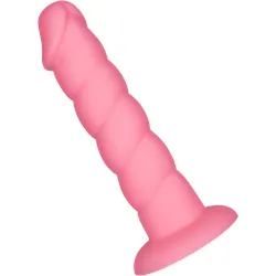 Gerippter Dildo aus Silikon, 20 cm, rosa