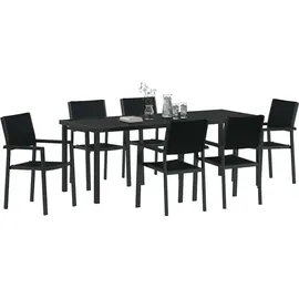 vidaXL Garten Essgruppe 7-tlg. Schwarz