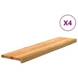 vidaXL Treppenstufen 4 STK. Hellbraun 110x30x2 cm Massivholz Eiche, Treppenstufe für Holztreppen, Treppenstufe Holz, Fenstersims, Treppenstufe Eiche