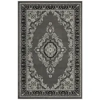 Vimoda Orient Teppich grau schwarz klassisch Ornament dicht gewebt
