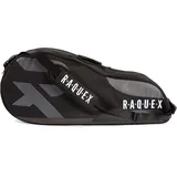 Raquex Schlägertasche - Blau/Schwarz/Magenta - für Tennis-, Badminton- und Squashschläger. Tennistasche für bis zu 6 Schläger + Zubehör + Sportschuhe
