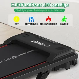 GEARSTONE Laufband WP6, für zuhause mit Fernbedienung Bluetooth LED Dispaly,1-6KM/ H - rot