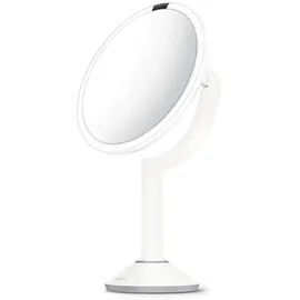 simplehuman Sensor trio mit LED Beleuchtung, Weiß ST3038 Make-up-Spiegel Freistehend Rund Silber