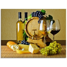 Artland Glasbild »Käse, Wein und Trauben«, Lebensmittel, (1 St.), gelb