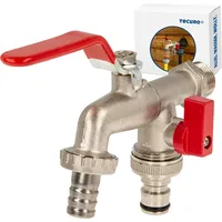 tecuro Doppel-Auslaufhahn 1/2 Zoll Messing matt verchromt