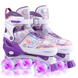 Hikole Rollschuhe Kinder Jungen Rollschuhe Kinder Mädchen Rollschuhe Mitwachsend Kinder Jugend Roll-Schuhe Kinder Quad Skate Mit Leuchtenden Rädern Für Anfänger