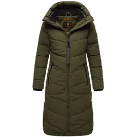 Marikoo Damen, Gr. 3XL, grün (schwarz olive), Obermaterial: 92% Nylon, 8% Elasthan; Futter: 100% Polyester; Wattierung: 100% Polyester; Ärmelfutter: 100% Polyester, Jacken, langer Winter Mantel gesteppt