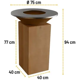 Ofyr Feuerplatte Ø 75 cm Stahl braun