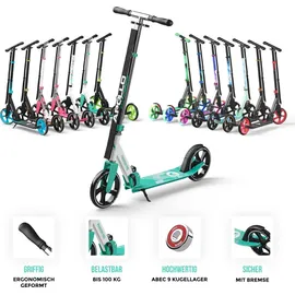 3 s Apollo XXL Wheel Scooter - Phantom Pro City Scooter | Klappbarer City Roller für Kinder | Höhenverstellbar, Tretroller für Erwachsene | Cityroll... - Türkis