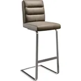 DeLife Barstuhl Pela-Flex Freischwinger flach Edelstahl Taschenfederkern - Beige, Braun