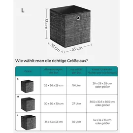 Songmics Aufbewahrungsbox 33 x 33 x 33 cm 6-tlg. schwarz meliert