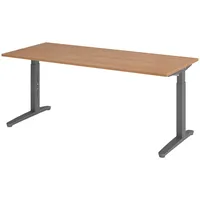 Bümö Schreibtisch Nussbaum, Graphit, Nachbildung,Nussbaum, Rechteckig, 180x74x80 cm, FSC