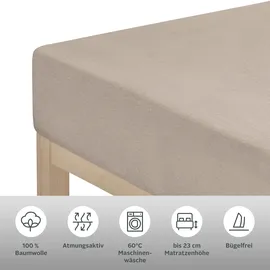 LeGer Home by Lena Gercke Spannbettlaken Jersey 90 x 200 - 140 x 200 - 180 x 200 cm braun