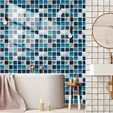 Fliesenaufkleber 10X10 Blaues Lila Weißes Mosaik Fliesenaufkleber,Diy Fliesenfolie,Wasserdicht Treppenaufkleber,Fliesenfolie Für Badezimmer,Treppenaufkleber Wandfliese,Decor Selbstklebend(10Pcs)