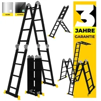 Craftfull CF-104A 6in1, Gelenkleiter aus Aluminium, 3,5 -5,8 m, Anti-Rutsch-Profil (4.7 Meter Black Edition 4x4 Sprossen)