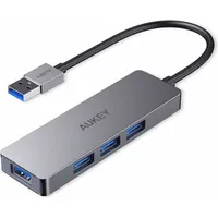 Aukey CB-H5 4 Port USB 3.2 Gen 1-, USB 2.0-Kombi-Hub Grau-Weiß