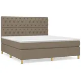 vidaXL Boxspringbett mit Matratze Taupe 160x200 cm Stoff