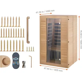 Vevor 2-Personen-Ferninfrarotsauna, Heimsaunakabine aus Infrarot-Hemlockholz mit niedrigem EMF und gehärteter Glastür, Bluetooth-Lautsprecher, für