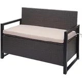 MCW Poly-Rattan 2er Sitzbank F39 Grau Kissen beige