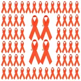 WANDIC 200 x orangefarbene Satinnadeln für Leukämie, Bewusstsein, Nierenkrebs, mehrere Sklerose Pistole, Gewalte, Bewusstsein, Orange Brosche, 7,5 cm