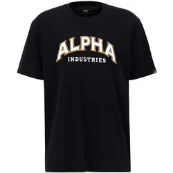 T-Shirt ALPHA INDUSTRIES "Alpha Industries Men - T-Shirts College T", Herren, Gr. L, schwarz, Obermaterial: 100% Baumwolle, Kurzarm, Shirts