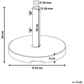 Beliani Schirmständer Granit Ø 45 cm Schwarz