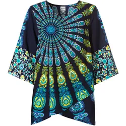 Viskose-Bluse, Druck marine, 54