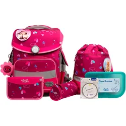 Schulranzen SCHOOL-MOOD "Timeless Pro", Kinder, Gr. B/H/T: 36cm x 42cm x 21cm, klara (häschen) mit moodie naomi neugier, Polyester, Rucksäcke