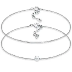Elli 2er Set Geo Symbole Basic Stab Ball 925 Silber Armbänder & Armreife   Damen 