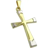 GALLAY Kreuzanhänger bicolor Silber