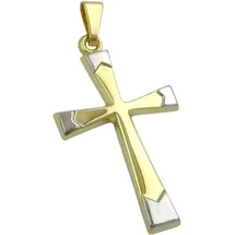 GALLAY Kreuzanhänger bicolor Silber
