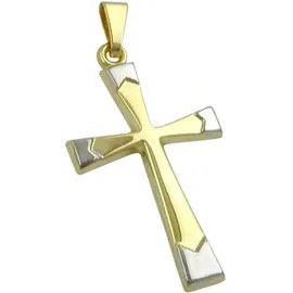 GALLAY Kreuzanhänger bicolor Silber