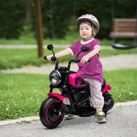 Homcom Kinder Elektro-Motorrad Kindermotorrad Kinderfahrzeug mit 2 abnehmbaren Stützrädern, 3 km/h, für 1,5-3 Jahre Kinder Rosa 76