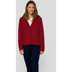 Strickjacke RABE "Strickjacke", Damen, Gr. 42, rot, 70%Baumwolle 30%Polyamid, unifarben, klassisch, gerade, Langarm, Strickjacken