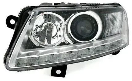 Kristall-Scheinwerfer für Audi A6 mit Tagfahrlicht (2004-2007) - Chrom