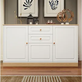 Okwish Sideboard 135,5 x 76 x 39 cm Weiß