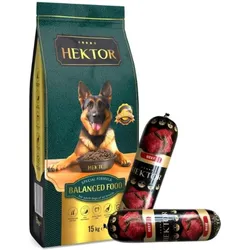 HEKTOR BALANCED Erwachsene 15kg + Premium Hektor Hundefutter Riegel mit Rindfleisch 2x900g GRATIS