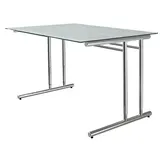 Kerkmann Schreibtisch Milchglas rechteckig, C-Fuß-Gestell chrom 120,0 x 80,0 cm