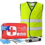 3x 2 in 1 Set Auto Erste Hilfe Kit - KFZ-Verbandskasten, Warnweste - Pannenset & Unfallzubehör für PKW