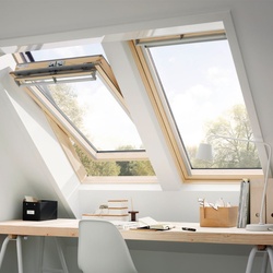 VELUX Dachfenster GPL 3070 Klapp-Schwingfenster Holz THERMO Fenster, 114x118 cm (SK06)