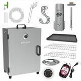 BROWIN® Räucherofen 330261 Set | Elektrischer Smoker mit Rauchgenerator für ca. 8 kg Wurst/ca. 6 kg Schinken | mit Thermometer | mit 3 Etagen inkl. Zubehör | Fisch und Fleisch Räuchern