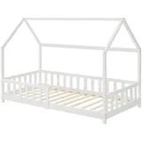 en.casa kids Hausbett Hesel 90 x 200 cm Kiefer weiß